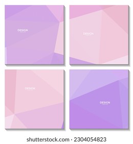 set of squares template with abstract geometric pink and purple background with triangles shape