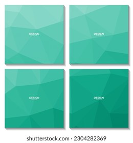 set of squares template with abstract triangles green background. vector illustration.