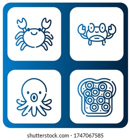 Set of squid icons. Such as Crab, Octopus, Caviar , squid icons