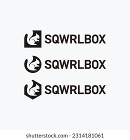 set squirrel black and white vintage logo design template