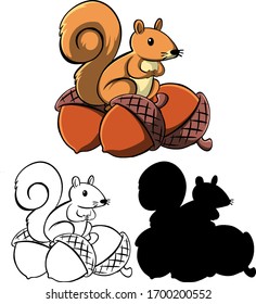 Set of squirrel cartoon illustration