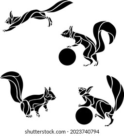 Set of squirrel in different pose. Vector illustration.