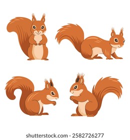 Set of Squirrel Icons Wild Mammal Forest Animals