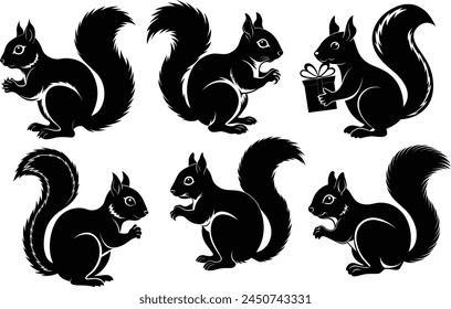 Set of Squirrel silhouette vector illustration