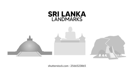 Set of  Sri Lanka Landmarks vector on white isolated