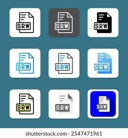 Satz von srw Realistische Stil-Dokument-Icons für Dateimanagement-Anwendungen