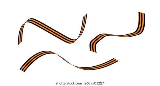 Set of St. George ribbon flat isolated on white background. Ribbon banner vector illustration. Symbol of great patriotic war