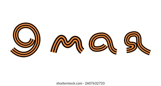 Set of St. George ribbon flat isolated on white background. Ribbon banner vector illustration. Symbol of great patriotic war