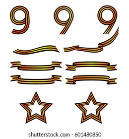 Set of St. George ribbons for Russian Victory Day, May 9