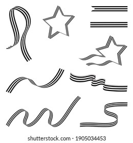 Set of St. George ribbons for the Victory Day holiday on May 9. Vector image on a white background.