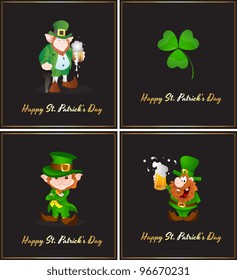 Set of St. Patrick’s Leprechaun-St. Patrick's Day Cartoon Vector Illustration