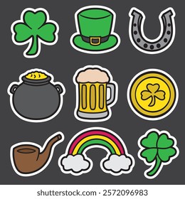 set of St, patrick day good for sticker, element design, print design, badge, icon, etc