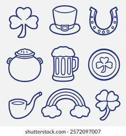 set of St. patrick day with outline good for icon, element design, print design, badge, etc