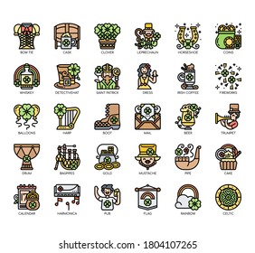 Set of st patrick day thin line and pixel perfect icons for any web and app project. 