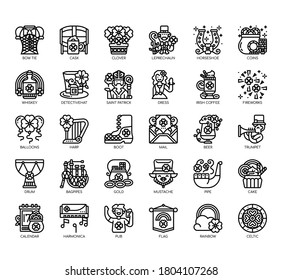 Set of st patrick day thin line and pixel perfect icons for any web and app project. 