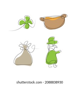 set for st patrick s day. line art vector illustration