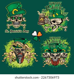 Set, st. Patrick Schädel, Grunge Vintage Design T-Shirts