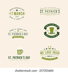 Set of St. Patrick's Day card design. Vintage holiday badge design