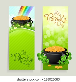 Set of St. Patrick's Day Cards with Cauldron of Gold Coins