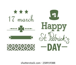 A set of St. Patrick's Day chalkboard style typographic design elements.