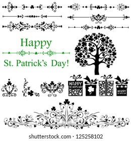 Set of St. Patrick's Day. Collection of design elements isolated on White background. Vector illustration