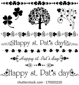 Set of St. Patrick's Day. Collection of design elements isolated on White background. Vector illustration 