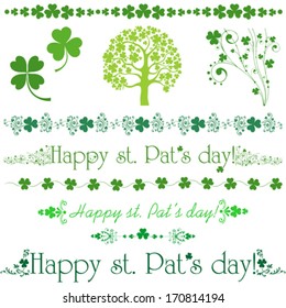 Set of St. Patrick's Day. Collection of design elements isolated on White background. Vector illustration 