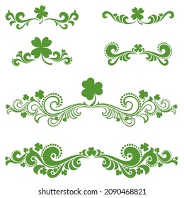 Set of St. Patrick's Day. Collection of design elements isolated on White background. St. Patricks Day set with vintage ornate motifs and typographic design elements. Vector illustration