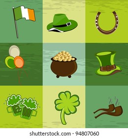 A set of St. Patrick's Day elements on seamless grungy background. Please see some more similar images in my portfolio.