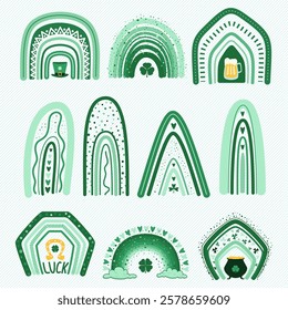 set of st. patrick's day green rainbow design