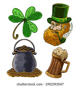 Set von handgezeichneter Illustration des Patricks