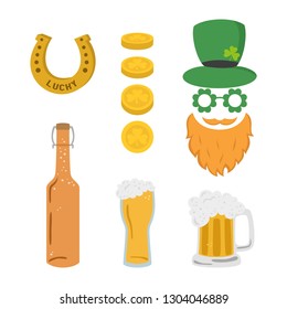 Set of St. Patrick`s day icon. Vector illustration.