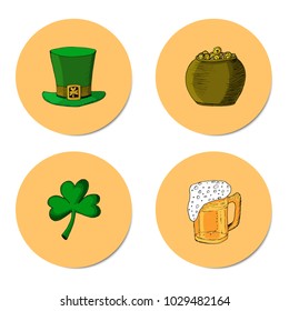 Set of St. Patrick's Day icons in hand drawn style. Vector illustration. For print, web, creative design