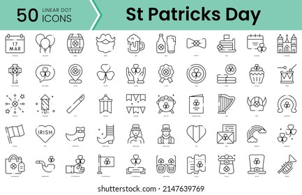 Set of st patricks day icons. Line art style icons bundle. vector illustration