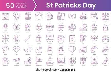 Set of st patricks day icons. Gradient style icon bundle. Vector Illustration