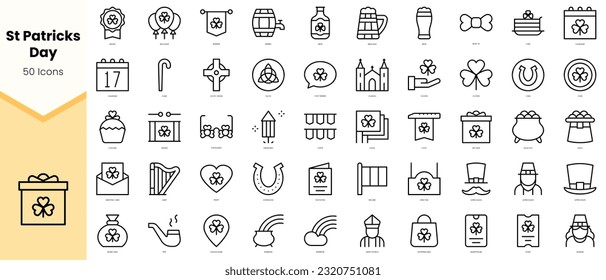 Set of st patricks day Icons. Simple line art style icons pack. Vector illustration