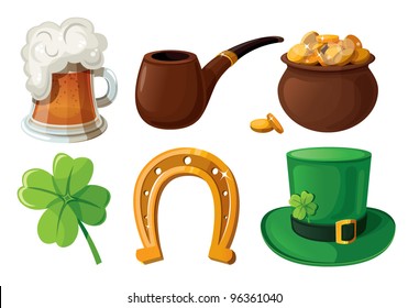 Set of St. Patrick's Day icons. Isolated on white background.