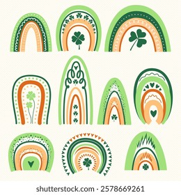 set of st. patrick's day orange green rainbow design