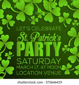 Set of St. Patrick's Day Patterns with Polka Dot, Argyle, Diagonal Stripes and Clover in Green, Dark Green and White.