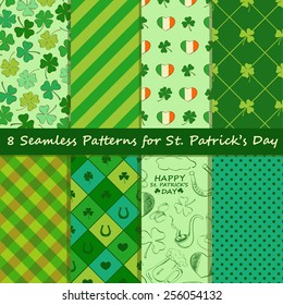 Set of St. Patrick's Day seamless pattern. Scrapbook elements. All patterns in swatch menu.