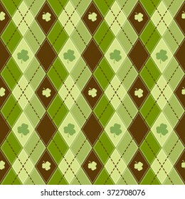 Set of St. Patrick's Day Seamless Patterns with Polka Dot,Diagonal Stripes and Clove.Perfect for wallpapers, pattern fills, web backgrounds, greeting cards St. Patrick's day background in green colors