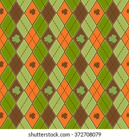 Set of St. Patrick's Day Seamless Patterns with Polka Dot,Diagonal Stripes and Clove.Perfect for wallpapers, pattern fills, web backgrounds, greeting cards St. Patrick's day background in green colors