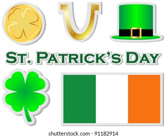 Set of St Patricks Day Stickers