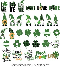 Set of St. Patrick's Day svg vector Illustration isolated on white background. Celebrate of irish printabke decor. Flat cartoon style. 