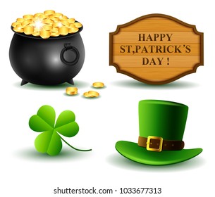 Set of St. Patrick's Day symbols. Vector illustration.