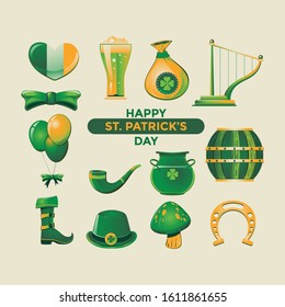 Set of St. Patrick's day symbols. vector premium vector illustration
