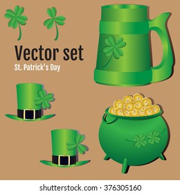 Set of St. Patrick's Day symbols. Vector illustration