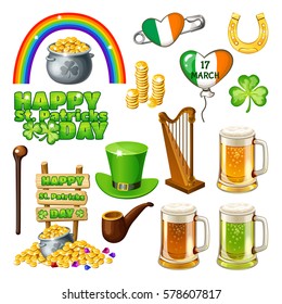 Set of St. Patrick's Day symbols. Vector illustration