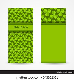 Set of St. Patrick's Day template cards, back and front page decorated with texture in vector
