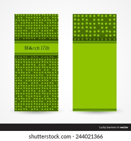 Set of St. Patrick's Day template cards, back and front page decorated with texture in vector